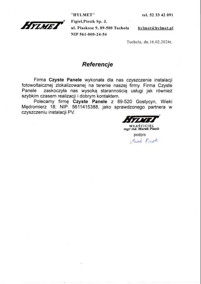Referencja od Hylmet dla CzystePanele